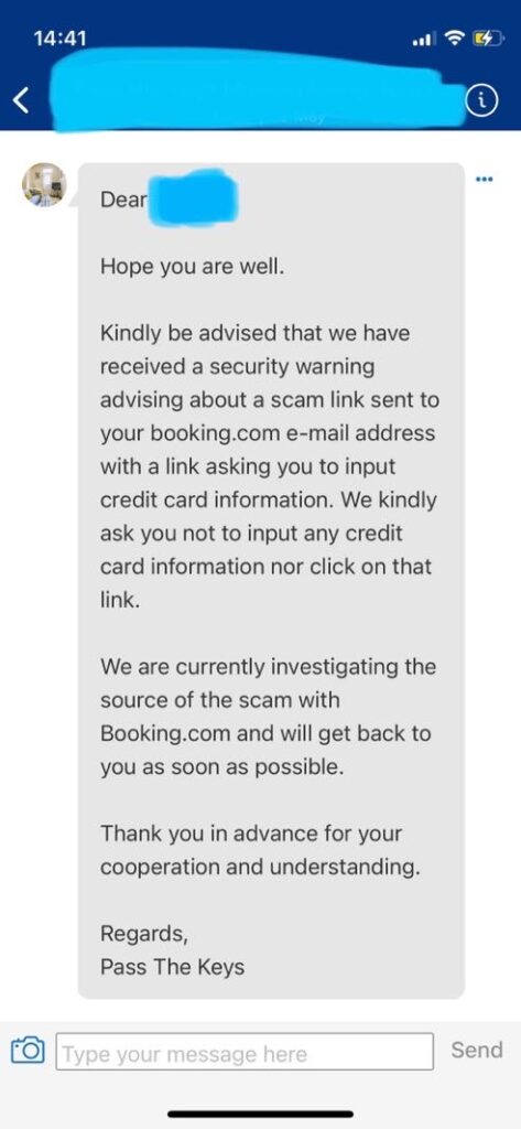 booking.com scam